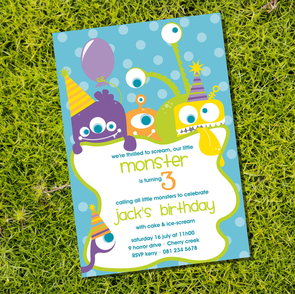 Monster Birthday Party Invitation | Cute Monster – Sunshine Parties