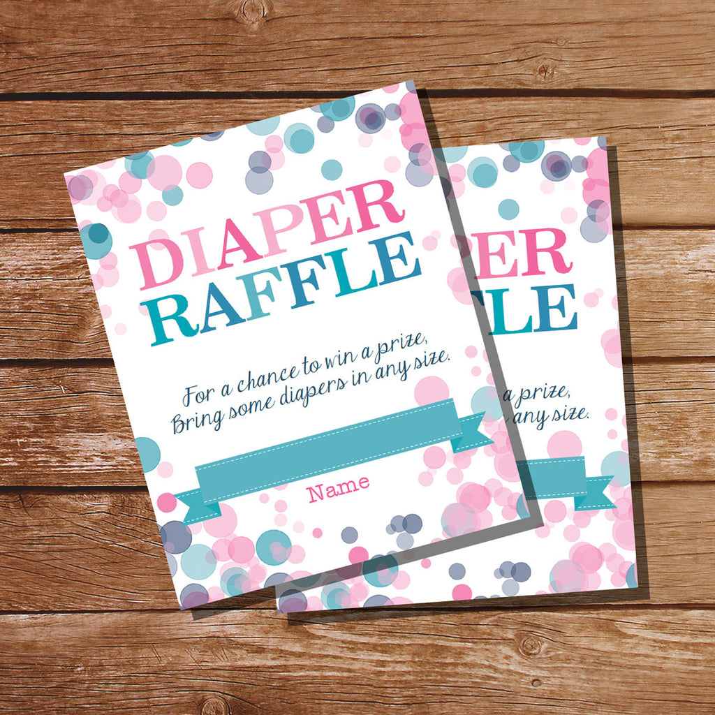 Pink Or Blue Gender Reveal Diaper Raffle Card Sunshine Parties 2886