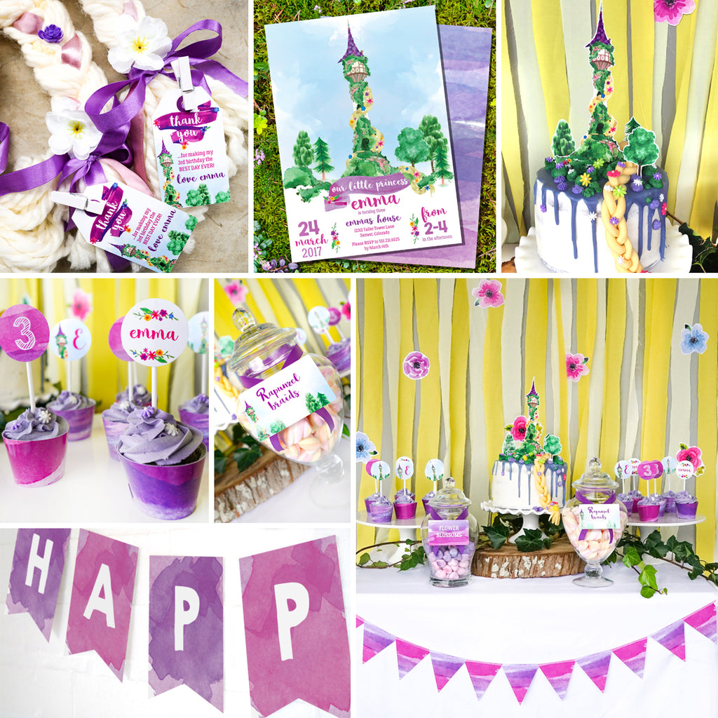 Rapunzel Birthday Party Set Rapunzel Party Invitation And