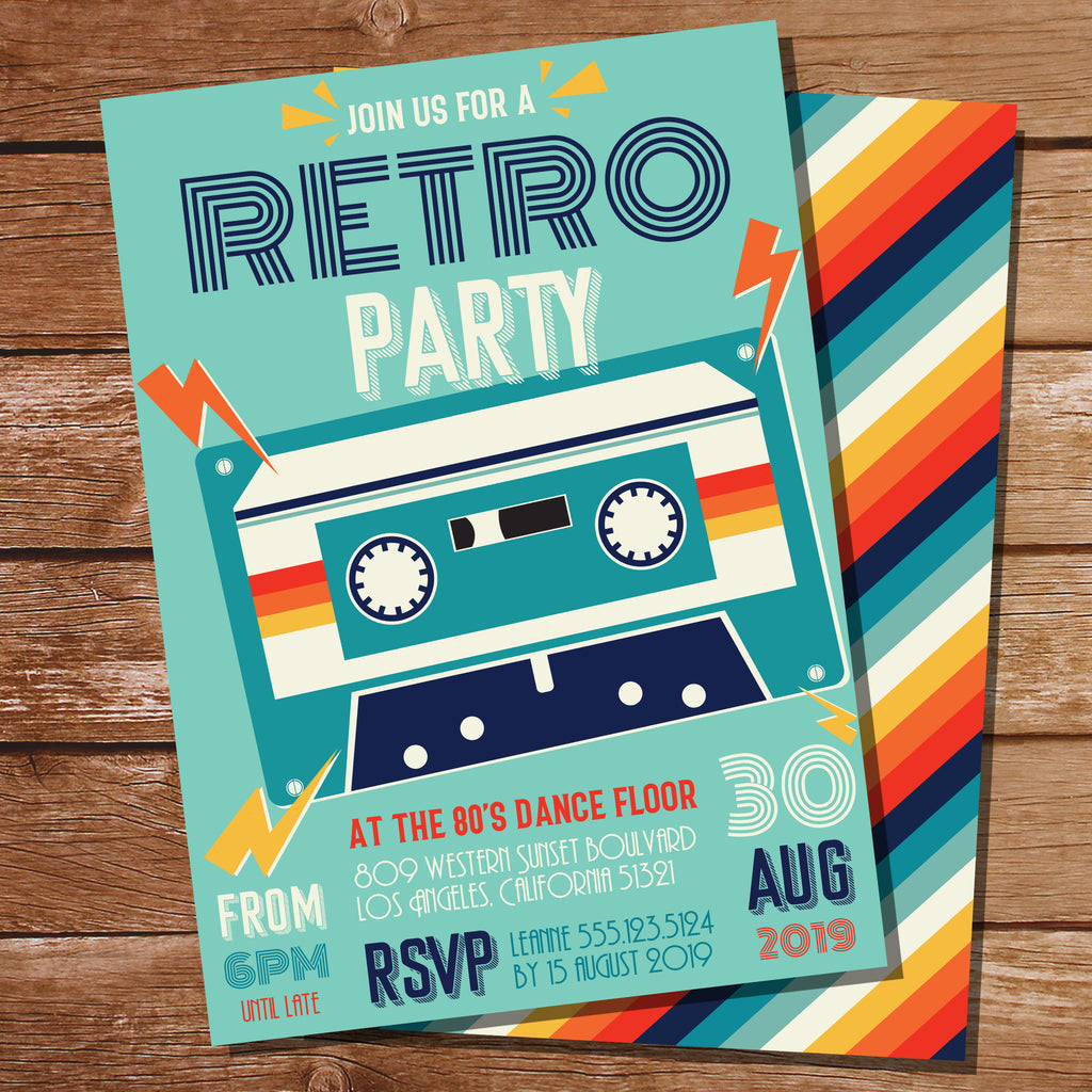 Retro Dance Party Invitation Vintage Party Invitation Sunshine Parties