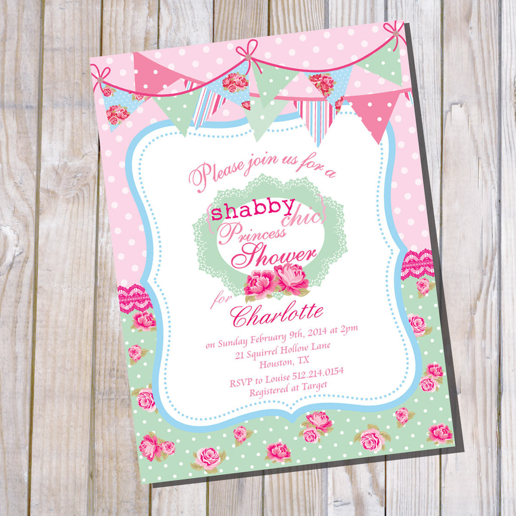 Shabby Chic Princess Baby Shower Invitation For A Girl Sunshine