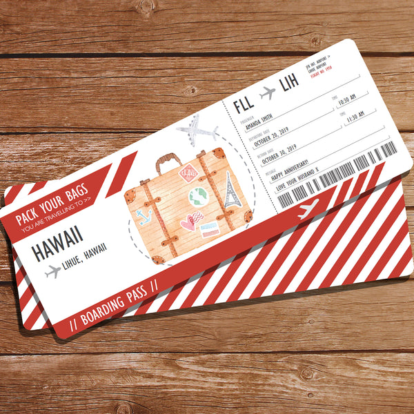 surprise vacation gift travel ticket travel ticket