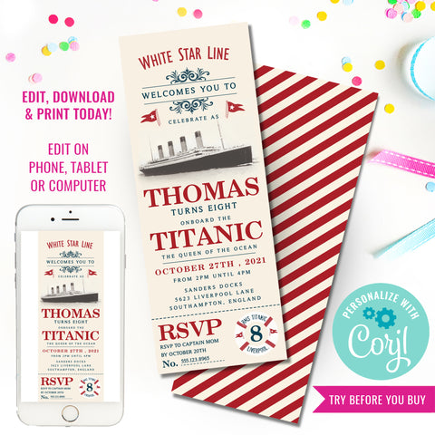 Titanic Birthday Party Supplies, Titanic Thank You Gift Tags, Titanic  Wedding Luggage Tags, Nautical Gift Tags, Birthday Decorations by Paper  Colada