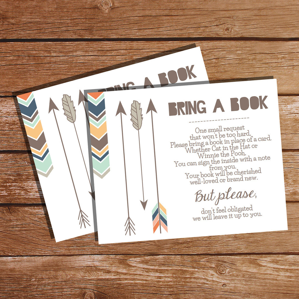 It S A Boy Tribal Baby Shower Bring A Book Card Tribal Insert Card