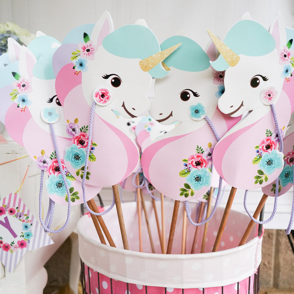 Unicorn Stick Horse Printable | Unicorn Hobby Horse | Unicorn Party Fa - Sunshine Parties