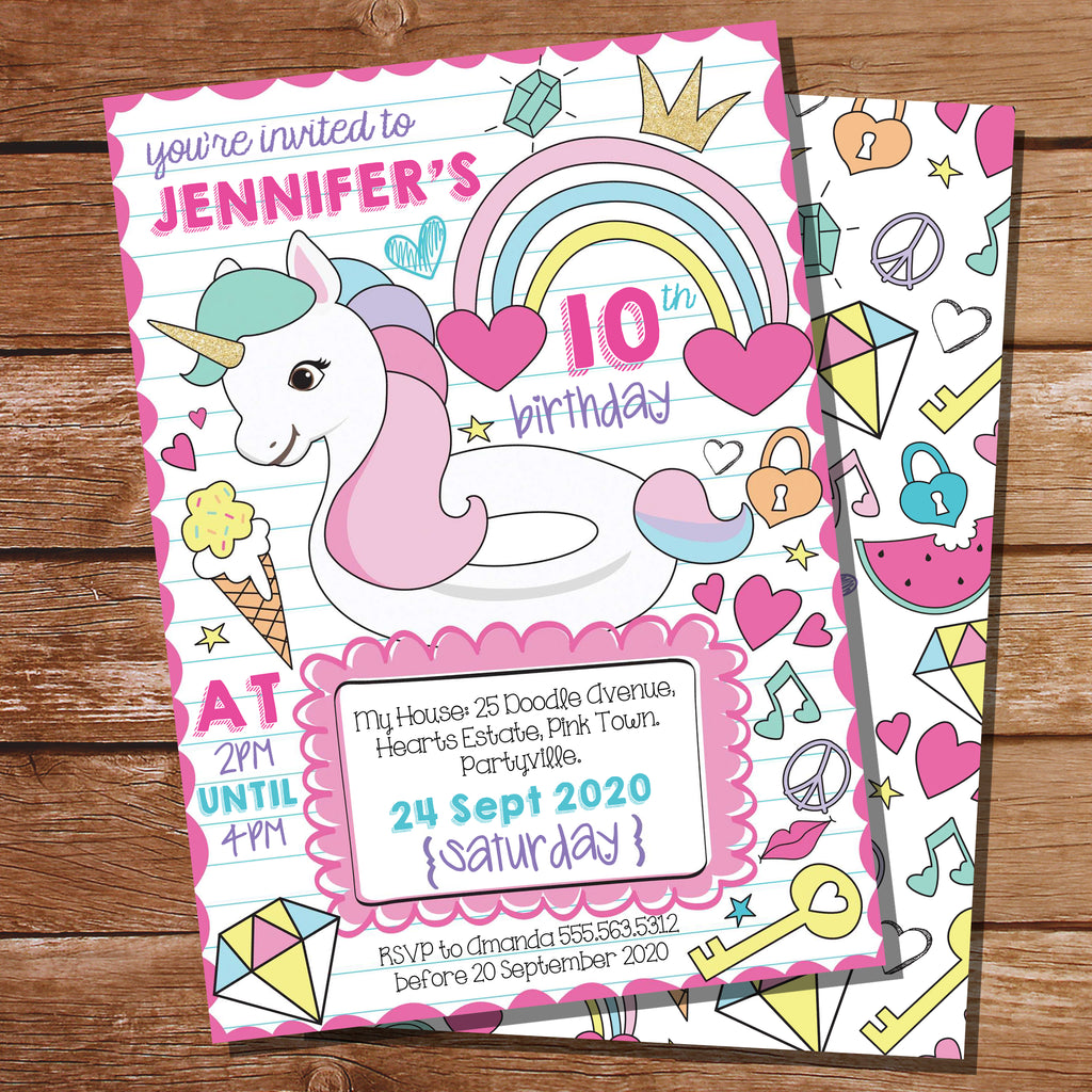 Unicorn Pool Party Invitation Template Free