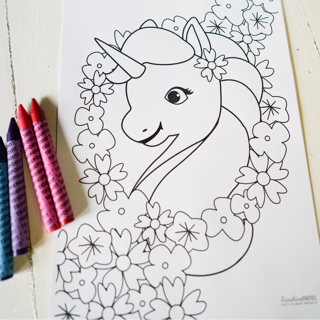 unicorn birthday party coloring in page unicorn party activity