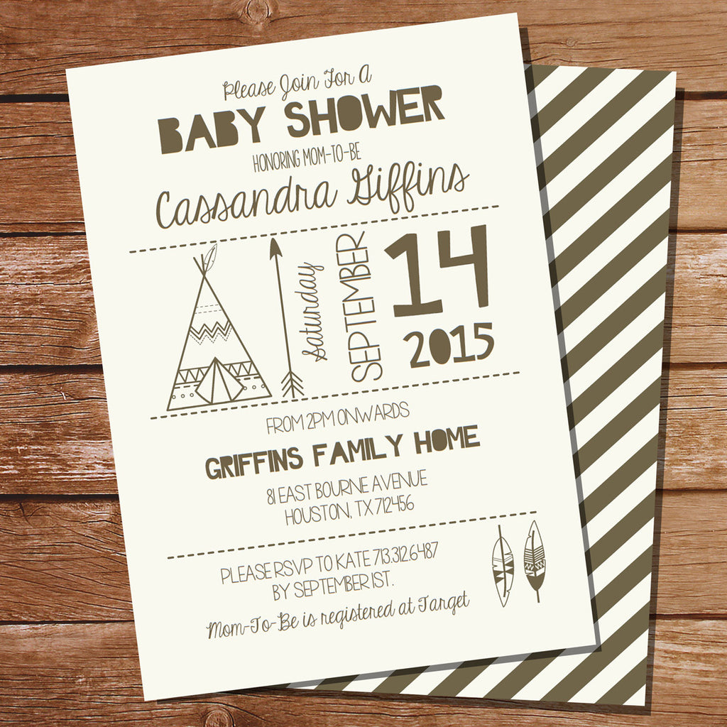 tribal baby shower invitations