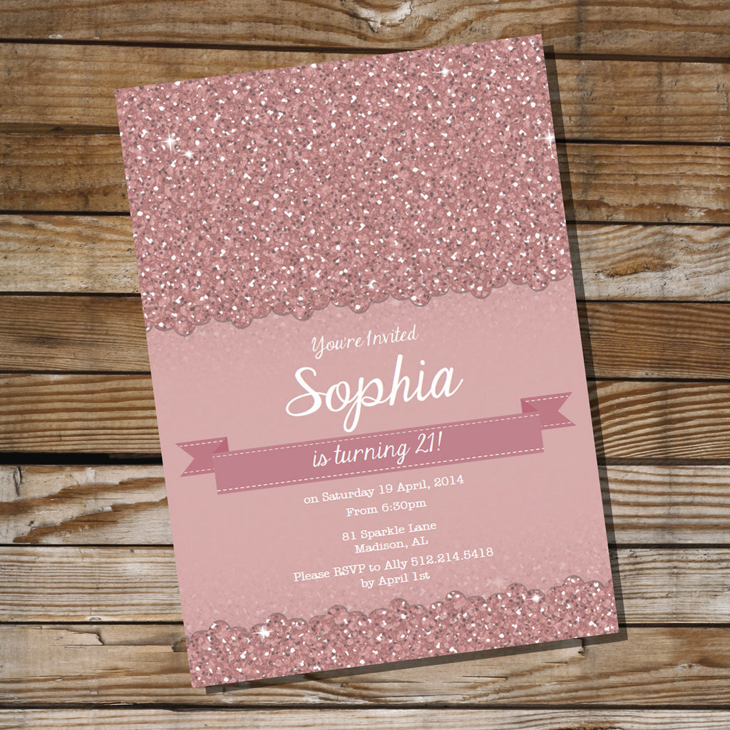 Pink Glitter Butterfly Birthday Invitation Template (free 763