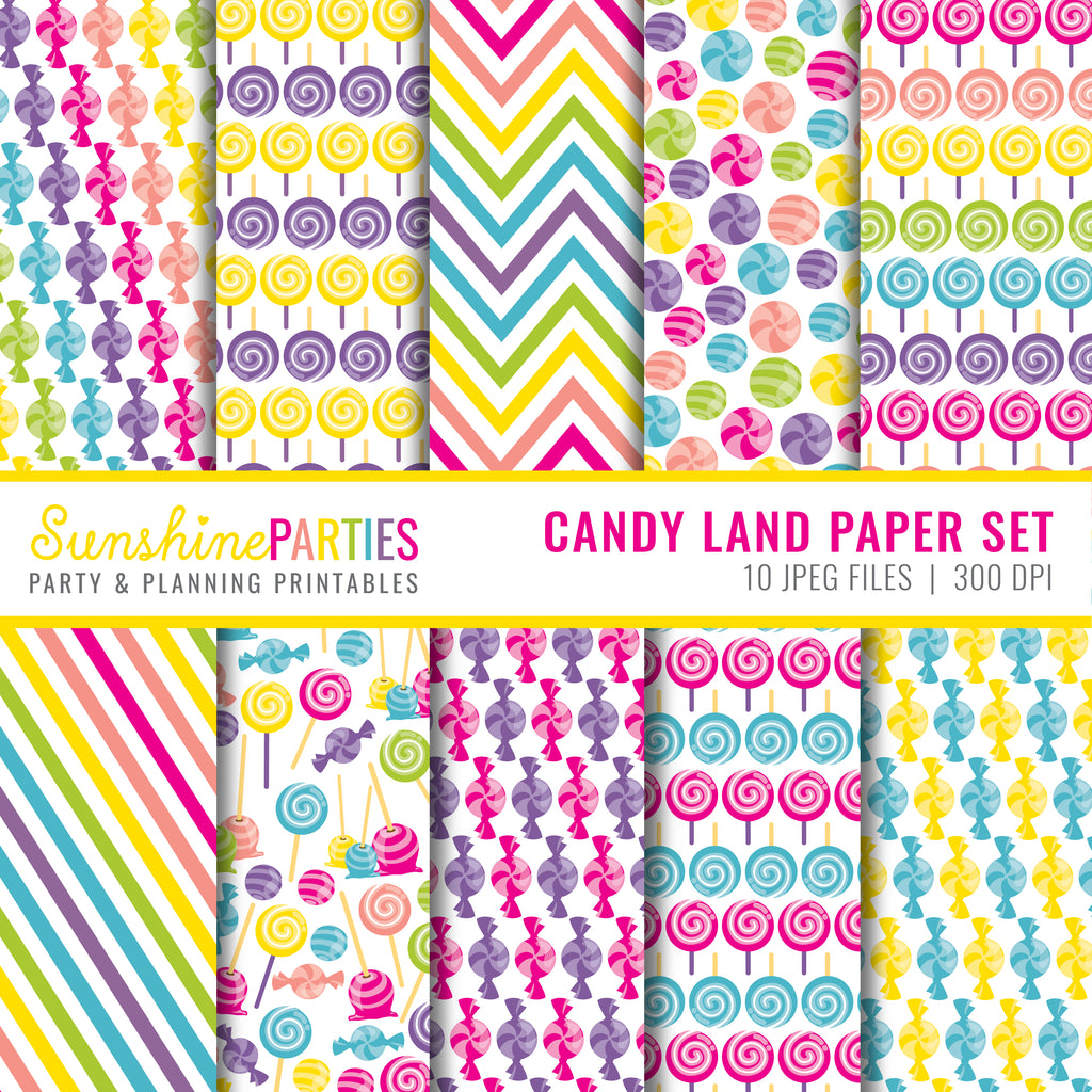 Download Candyland Paper Set Digital Paper Bundle Sunshine Parties