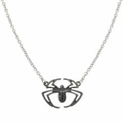 Spiderman Black Crystal Pendant Necklace