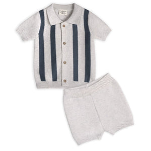 BABY TENNIS COLLAR AND STRIPE SHORT SET - Kitson LA