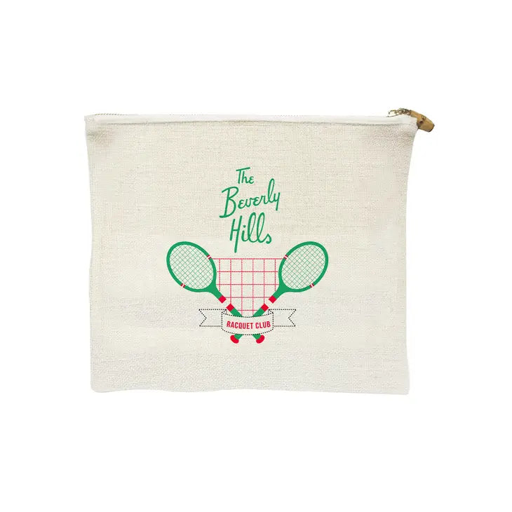 BEVERLY HILLS GREEN RACKET CLUB LARGE ZIP POUCH