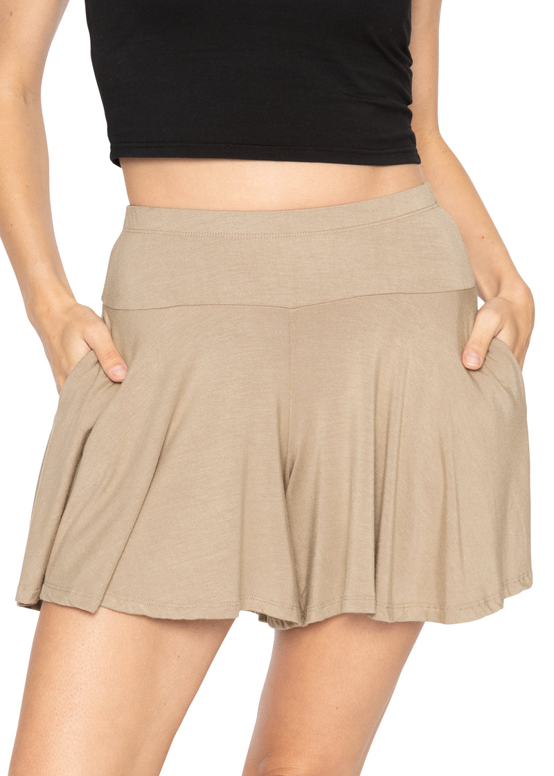 Women's Junior and Plus Size Flowy Skort Wide Leg Shorts (Skirt / Shor –  Stretch Is Comfort