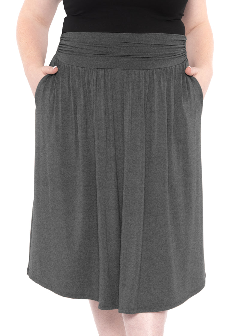 Stretch Is Comfort Women's Rounded Midi Pocket Skirt