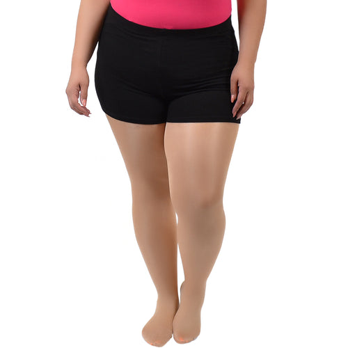 Plus Size Nylon Stretch Booty Shorts - ShopperBoard