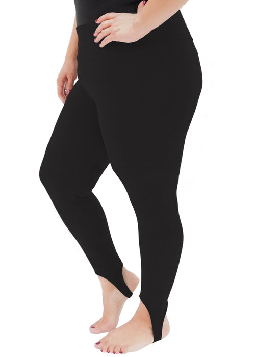 Womens Plus Size black Leggings with Elegant lace Panel Sizes YP1283 Made  in USA (3X)