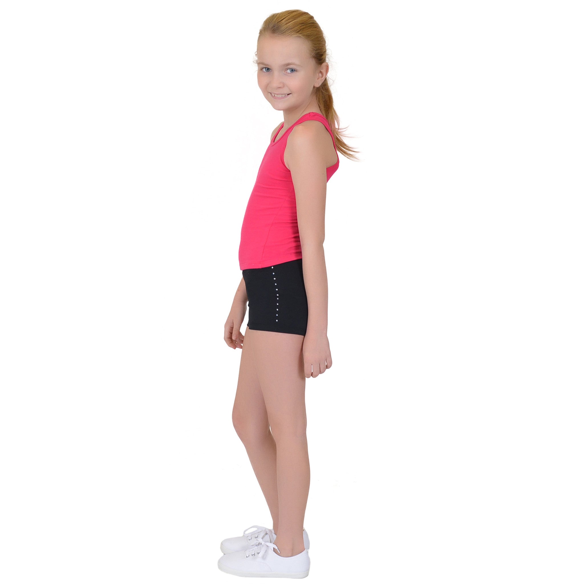 Girl's Spandex Boy Cut Rhinestone Booty Shorts