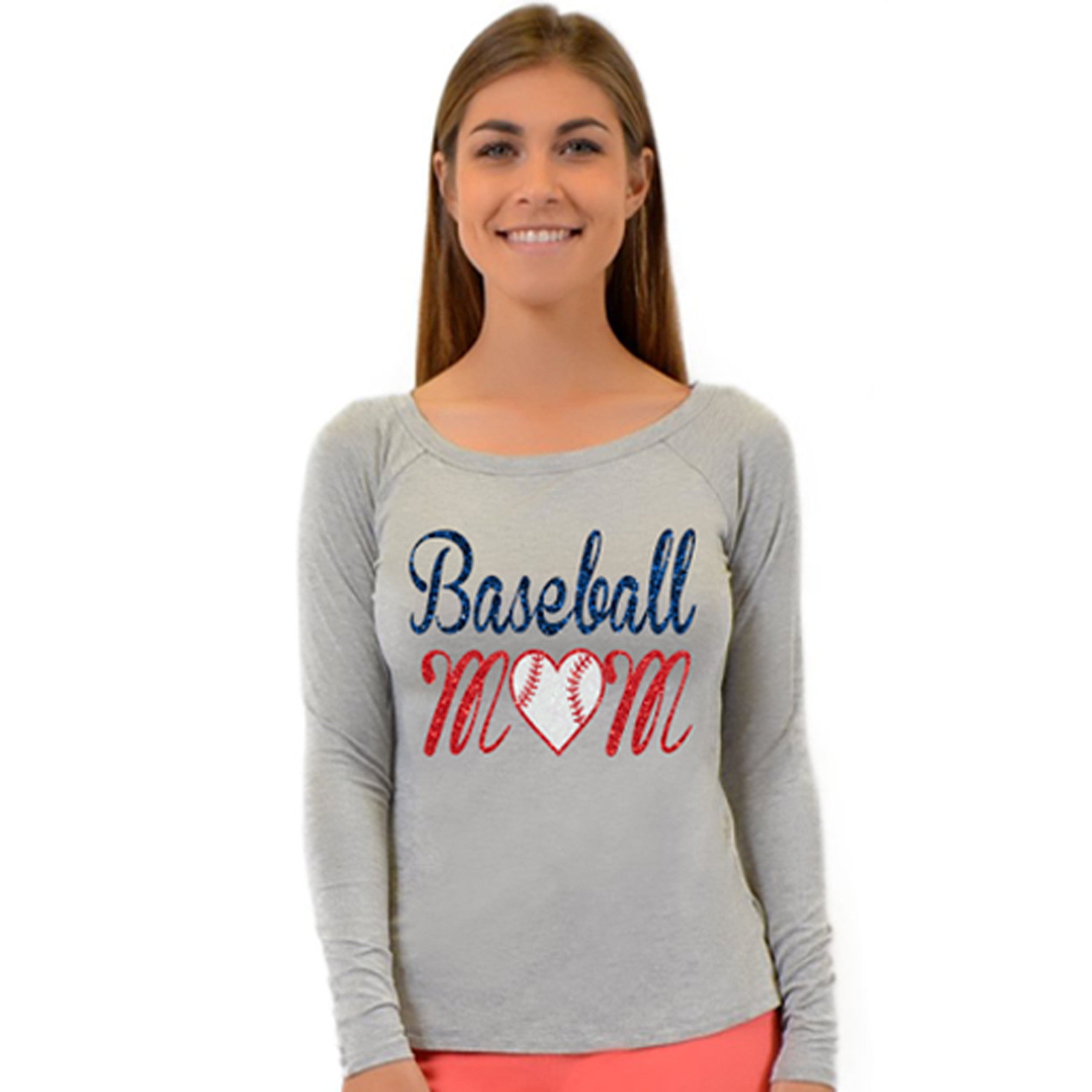 Plus Size Long Sleeve Baseball Mom Top