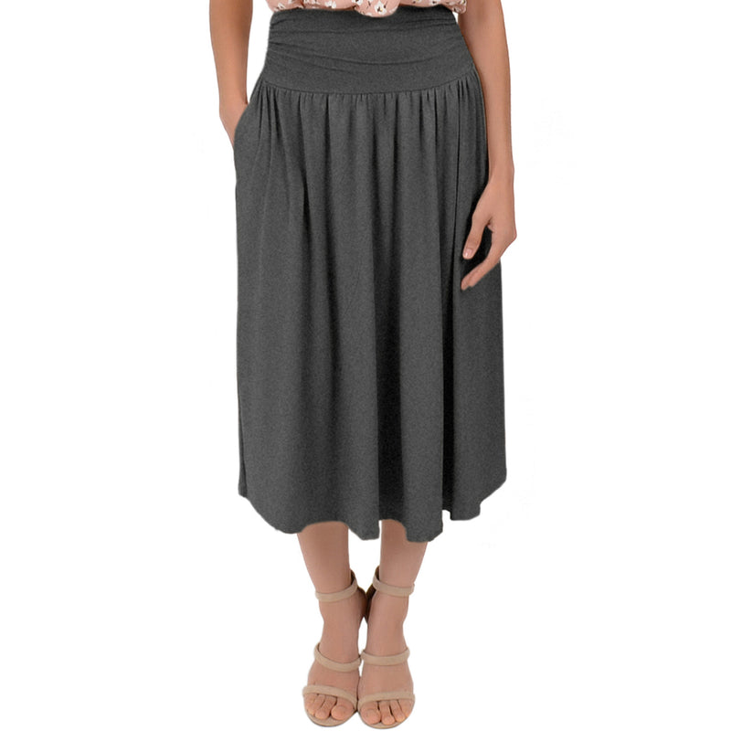 Stretch Is Comfort Women's Plus Size Rounded Midi Pocket Skirt