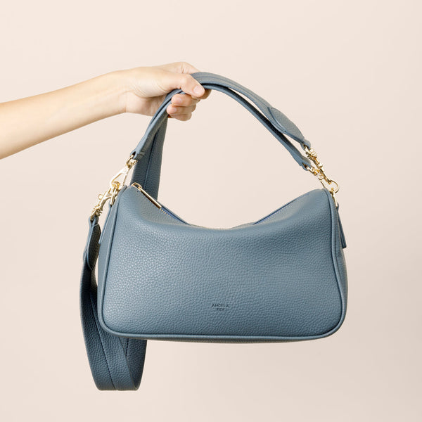 Grace Top Handle Shoulder Bag in Stone Blue from Angela Roi