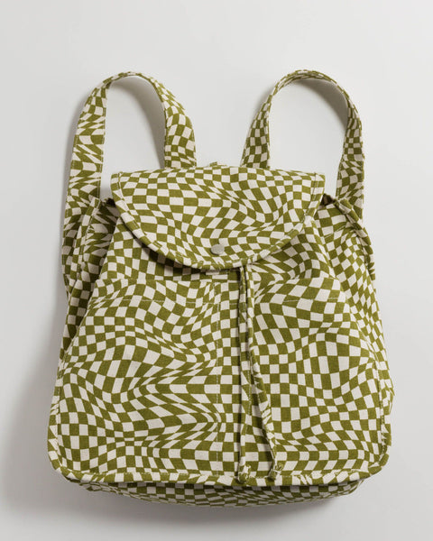 Drawstring Backpack in Moss Trippy Checker from BAGGU