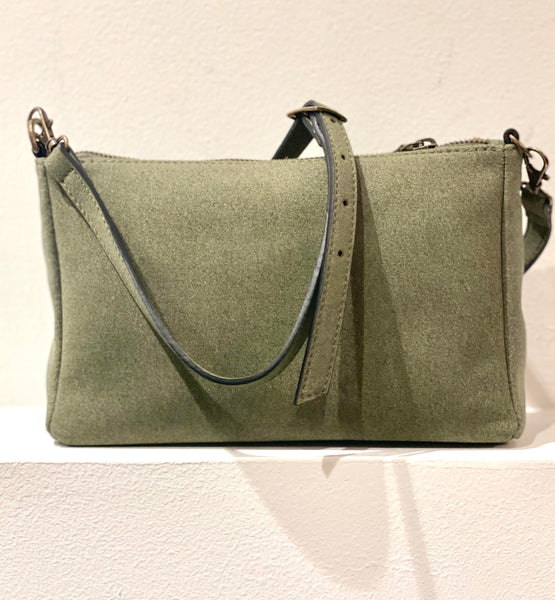 Marina Small Crossbody in Green Suede from Novacas