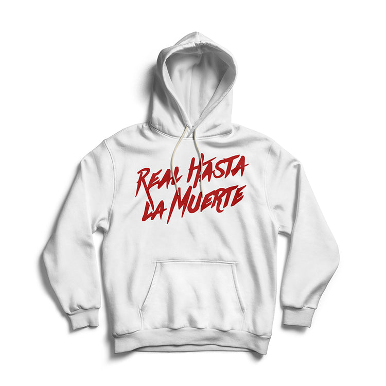 Real Hasta La Muerte Hoodie - White / Red.