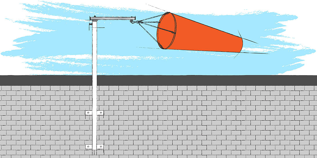 Permanent Wall Pole in wind illustration