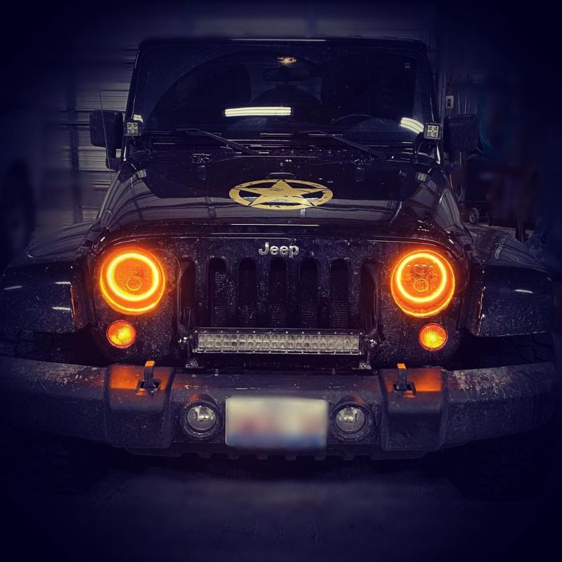 Oracle 07-18 Jeep Wrangler JK Switchback LED Halo Headlights - Amber/W -  Fuel Injector Connection