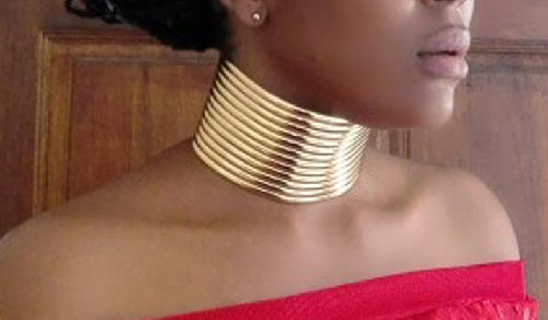 wide gold choker necklace