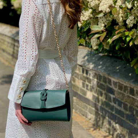 Esin Akan Midi Marylebone teal green clutch bag