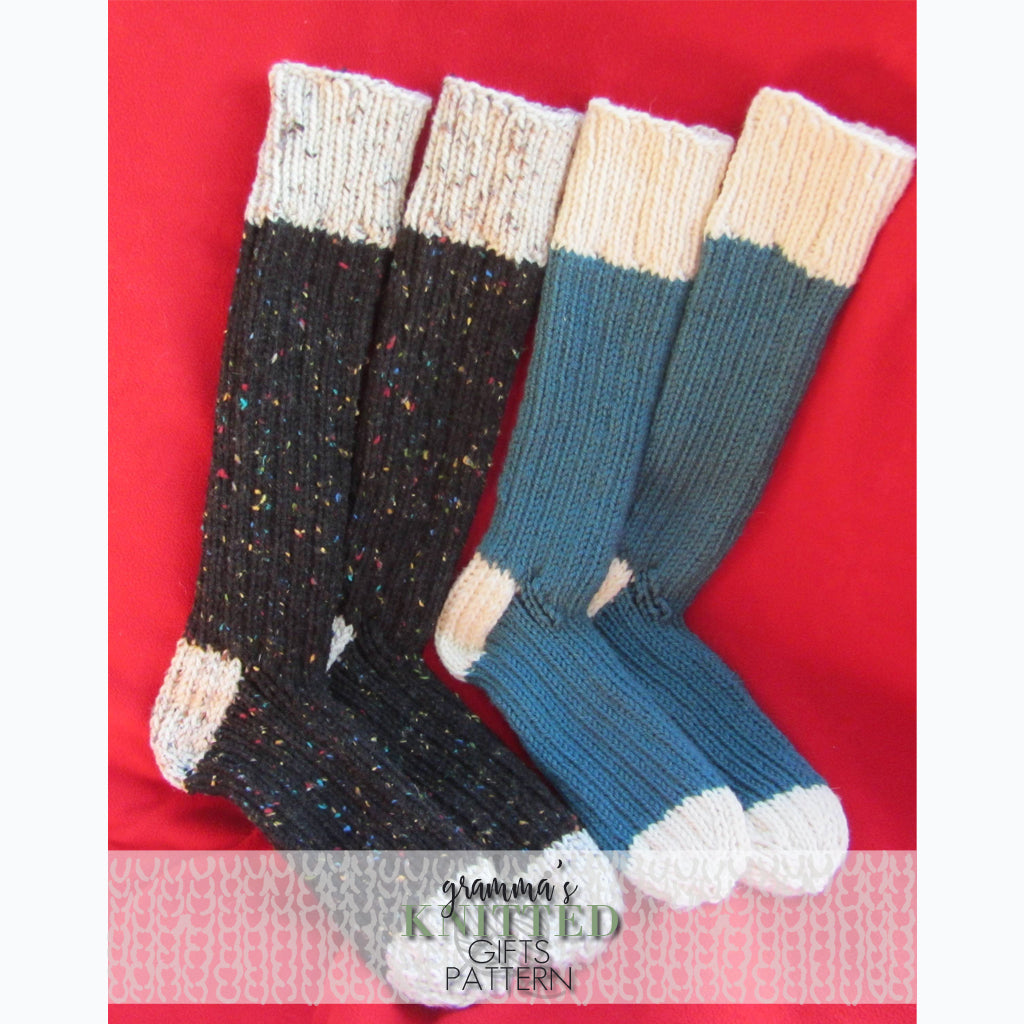 Adult Two Tone Sock Knitting Pattern