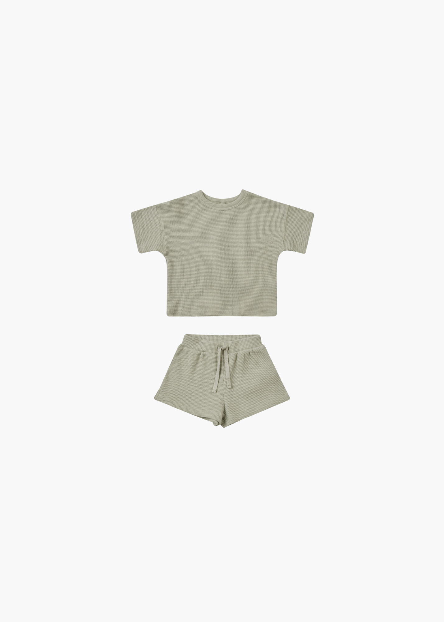 waffle tee + short set || sage - FINAL SALE