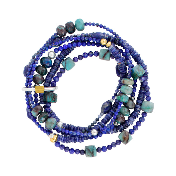 Shining Sky Blue Beads Adjustable Bracelet for Women FBR-076