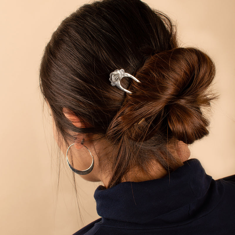 Herkimer Fado Hair Pin in Silver
