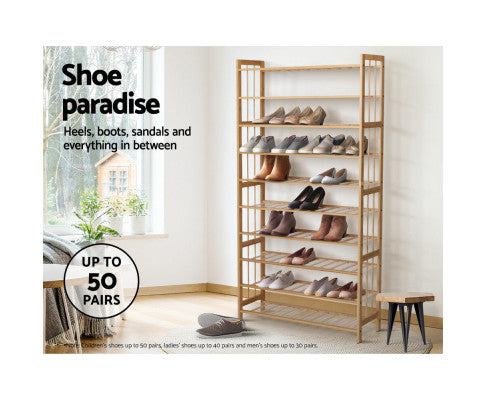 Buy 10 Tier Bamboo Shoe Rack Wooden Shelf Stand Storage Organizer Online In Australia