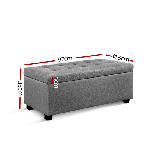 Artiss Storage Ottoman Blanket Box Linen Fabric Arm Foot Stool Couch –  Shopping Planet