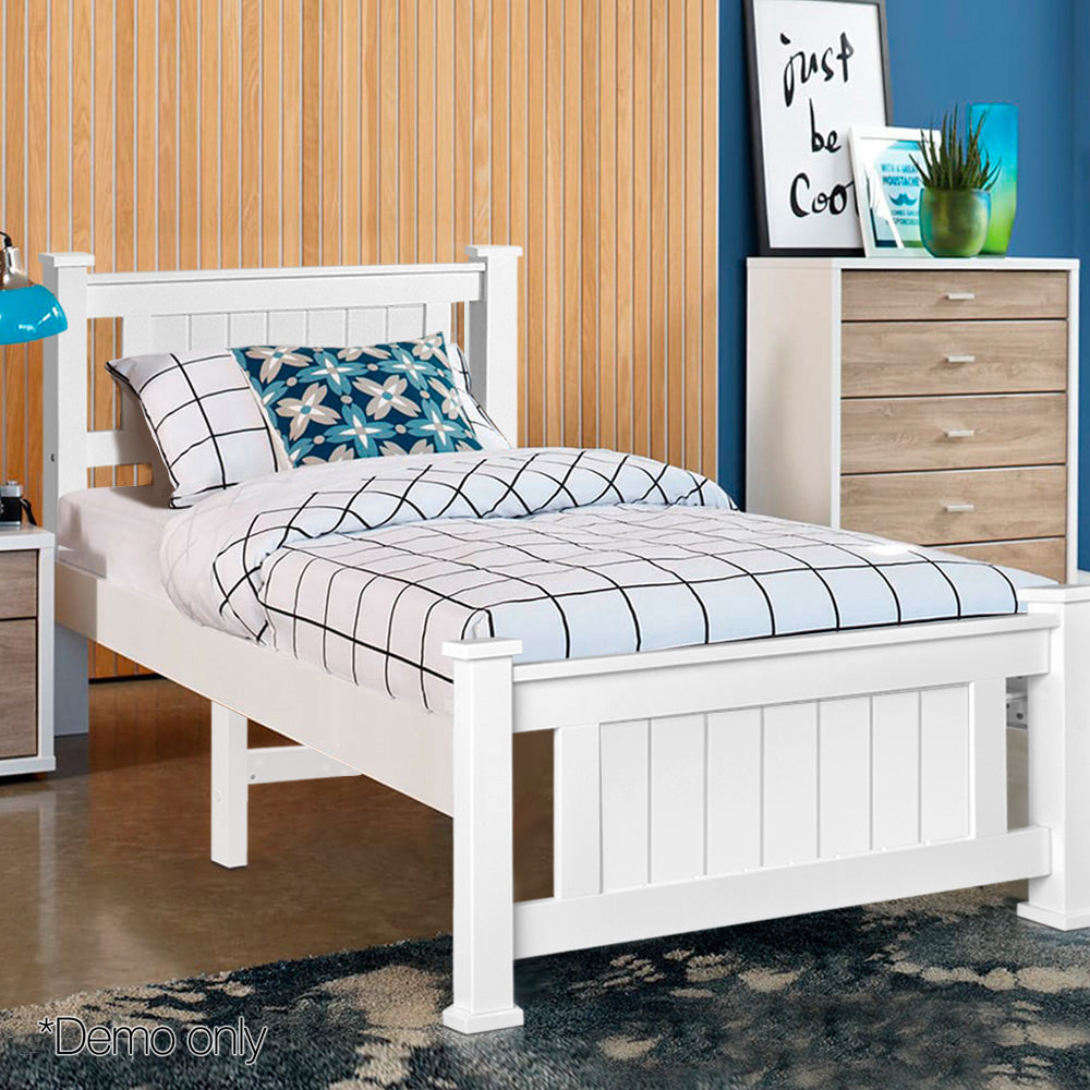Buy Single Size Wooden Bed Frame - White Online in Australia