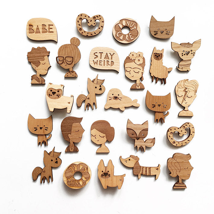 Wooden Brooches | Tiny Paper Co. 