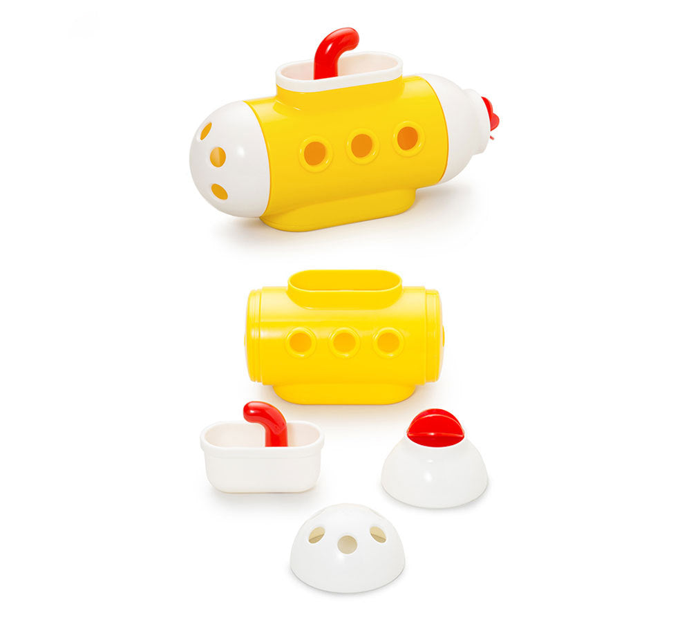 Yellow Submarine Bath Toys (Kid O) with detachable white ends and red periscope