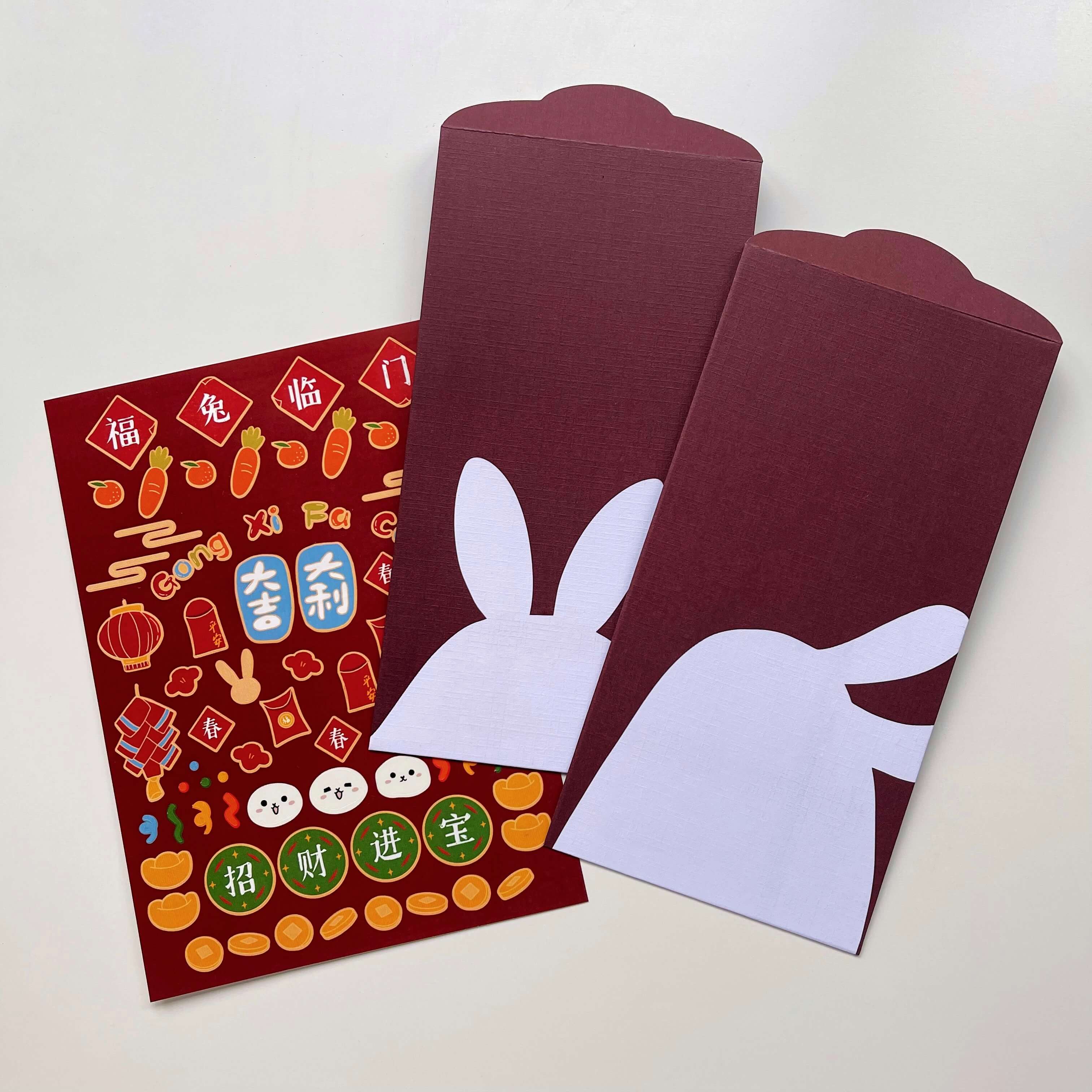 Glossy red and gold Chinese money envelopes for Lunar New Year and