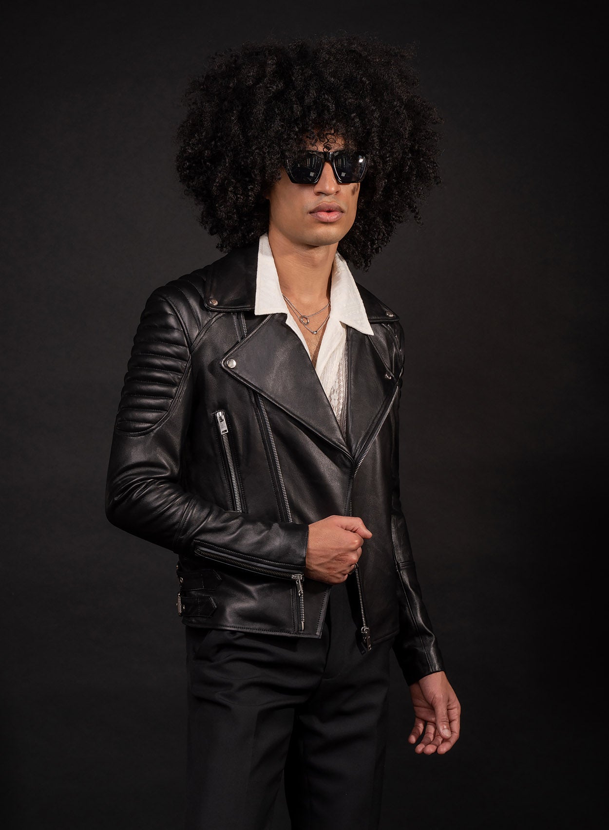 PHINGERIN nubuk piped leather jacket - アウター