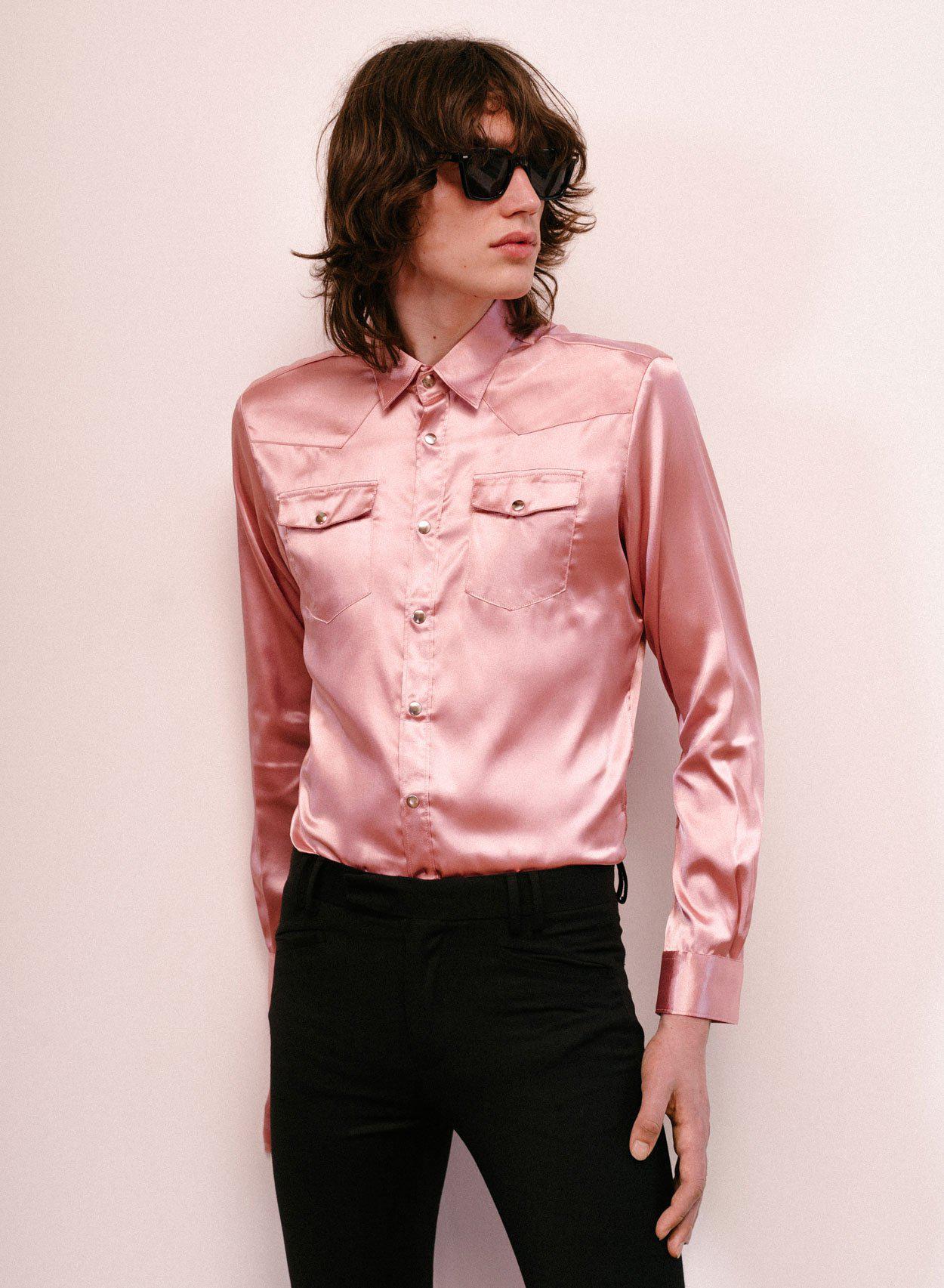 Pink Satin Western Shirt – PhixClothing.com