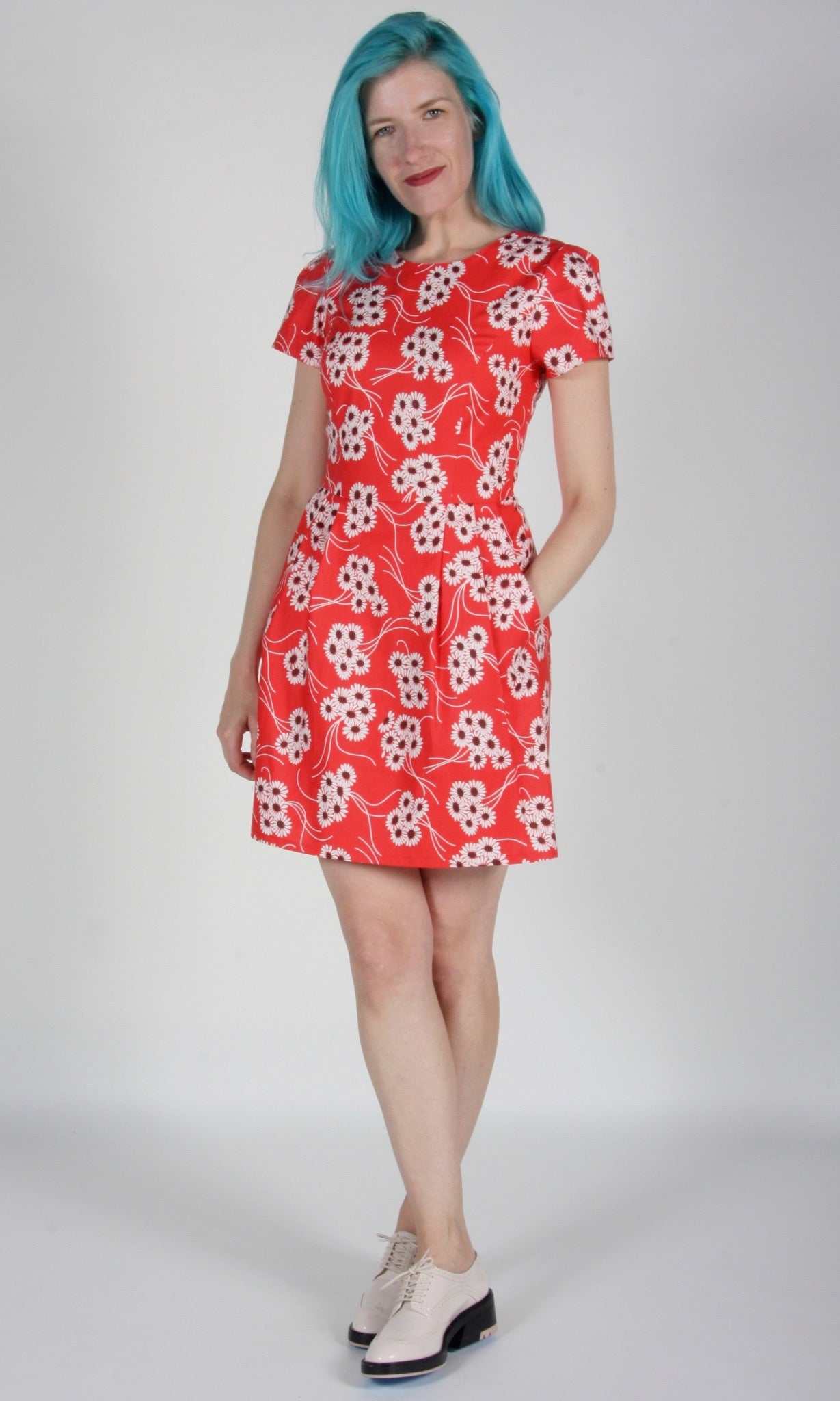 SS321 - 4 - Bobolink Dress - Red Daisies