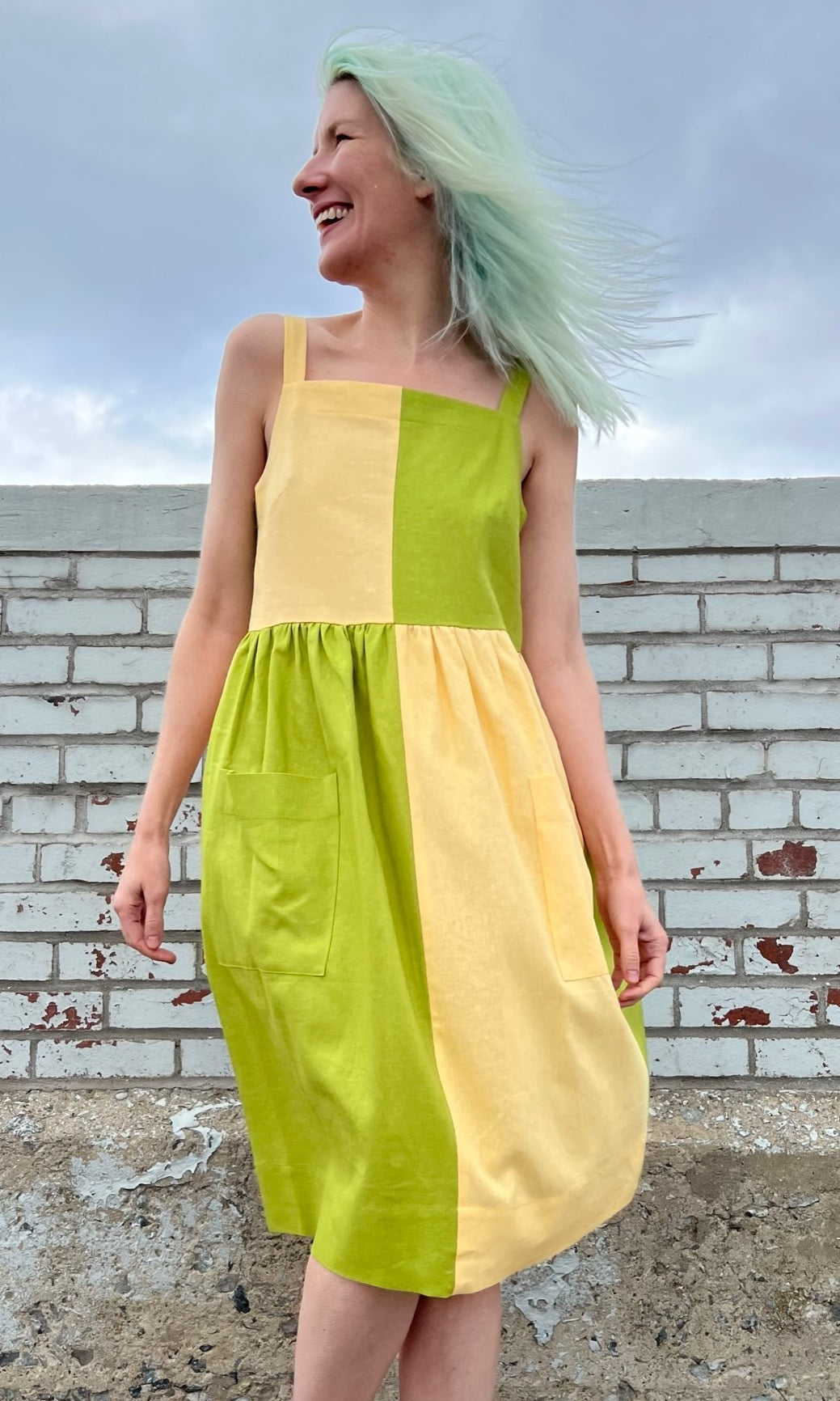 SS449 - XL - Timber Doodle Dress - Lemon Lime