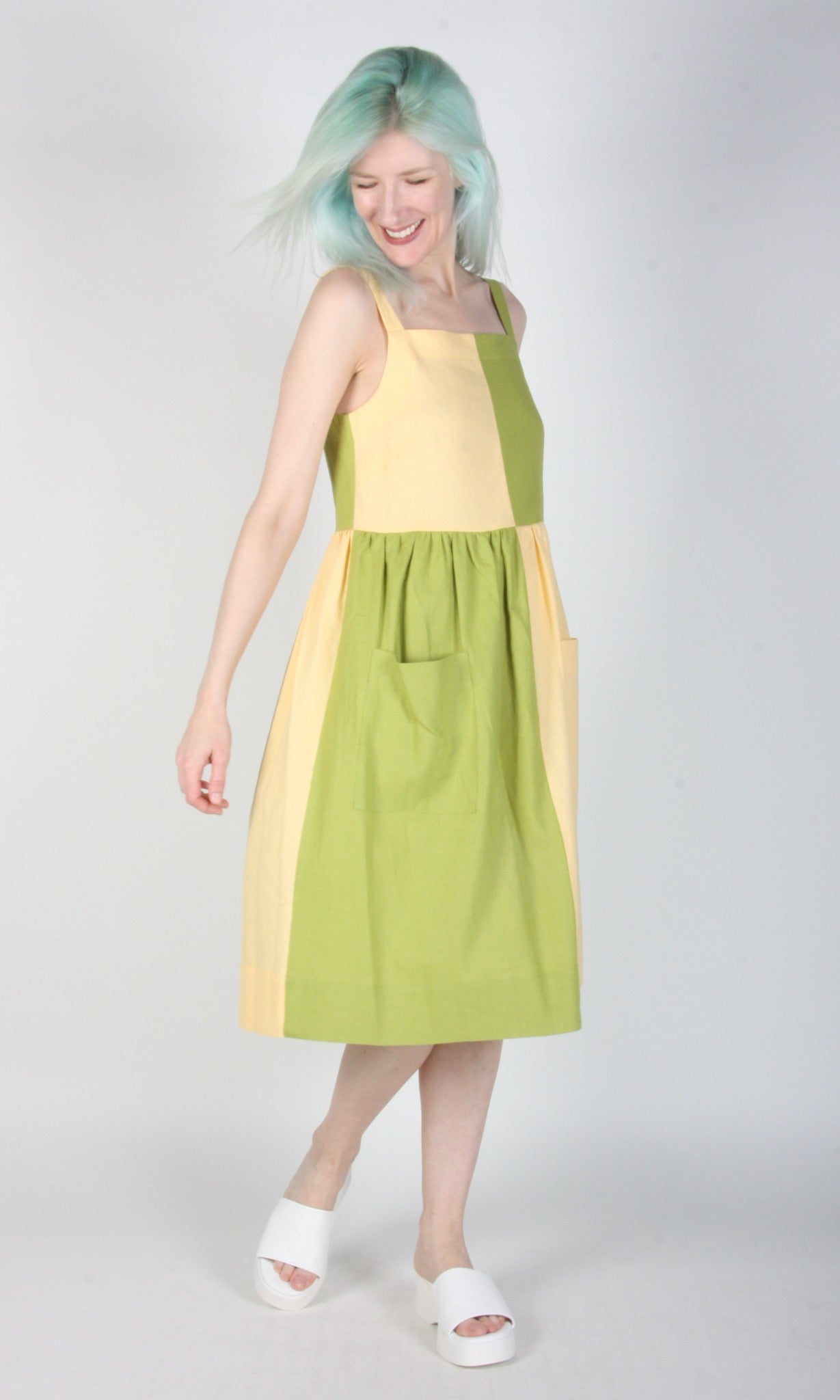 SS449 - XL - Timber Doodle Dress - Lemon Lime