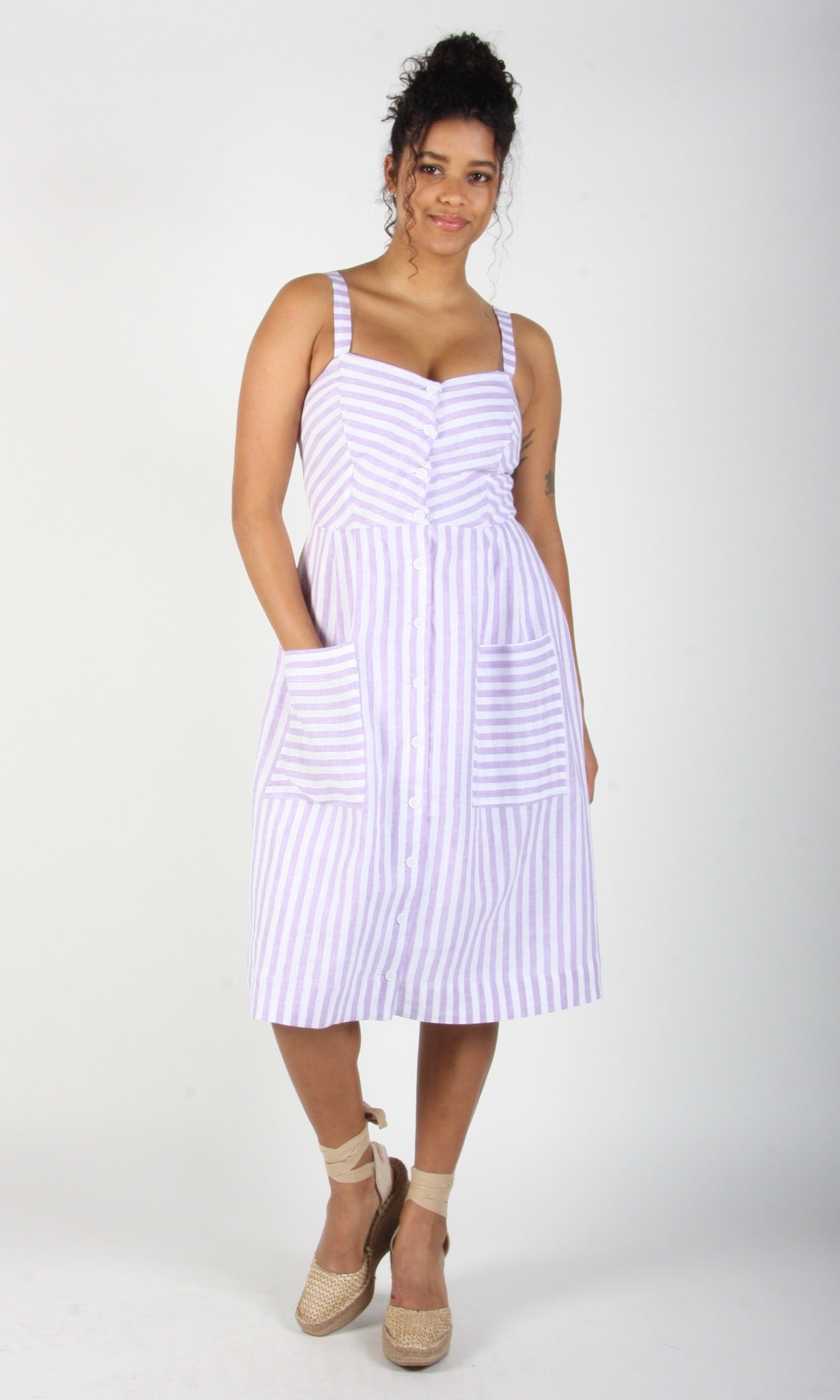 Vesper Sparrow Dress - Lavender Stripe