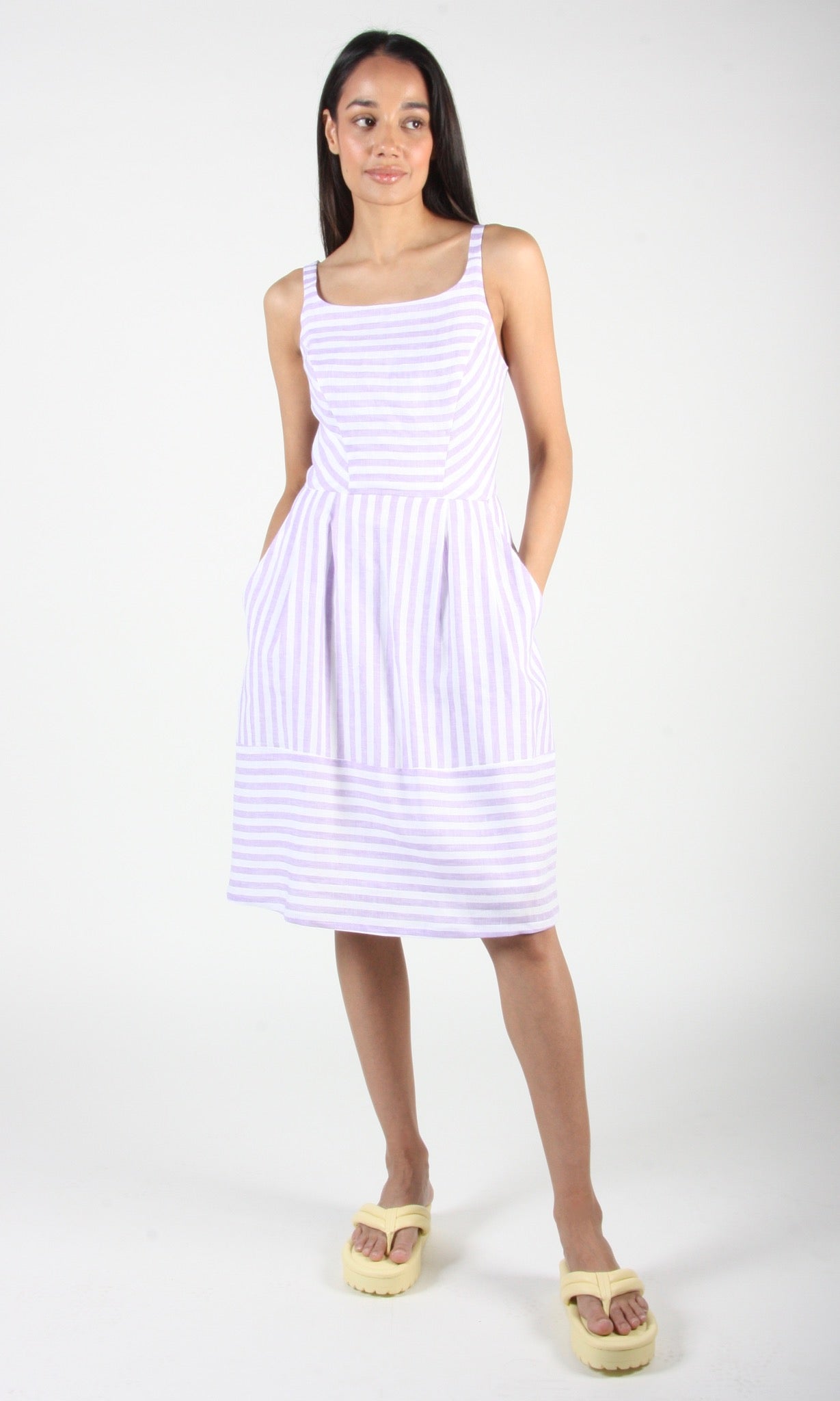 Water Pewee Dress - Lavender Stripe