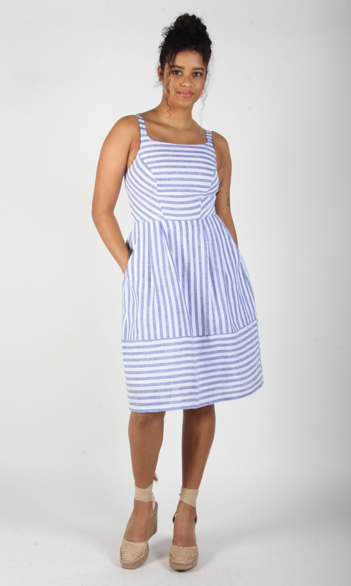 Water Pewee Dress - Royal Stripe